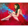 Chica con rojo 2. Acrílico sobre lienzo. 89x70